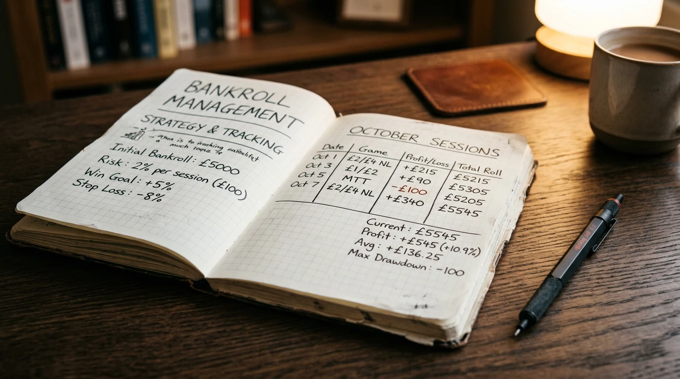 Caderno com cálculos de gestão de banca para apostas desportivas